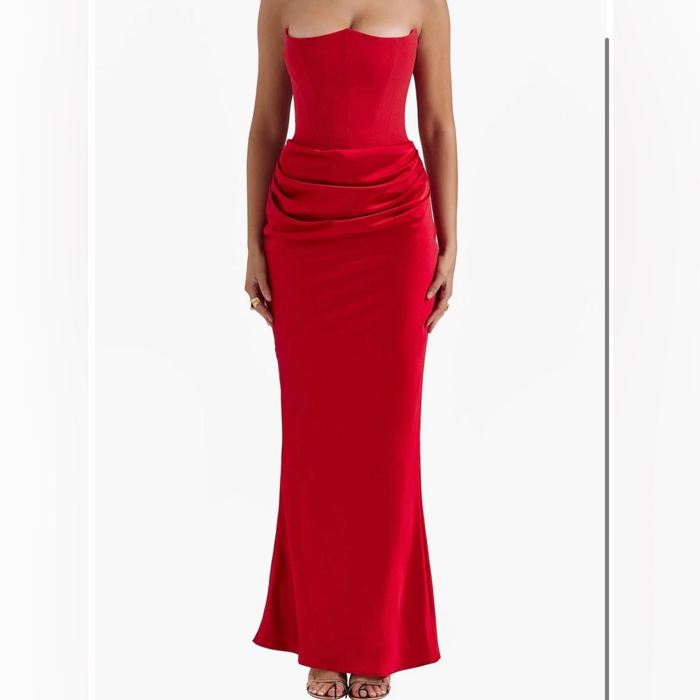 House of CB Persephone Strapless Satin Dress
